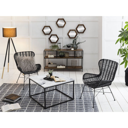 Rattansessel schwarz mit Metallgestell | VIA X SELECTION