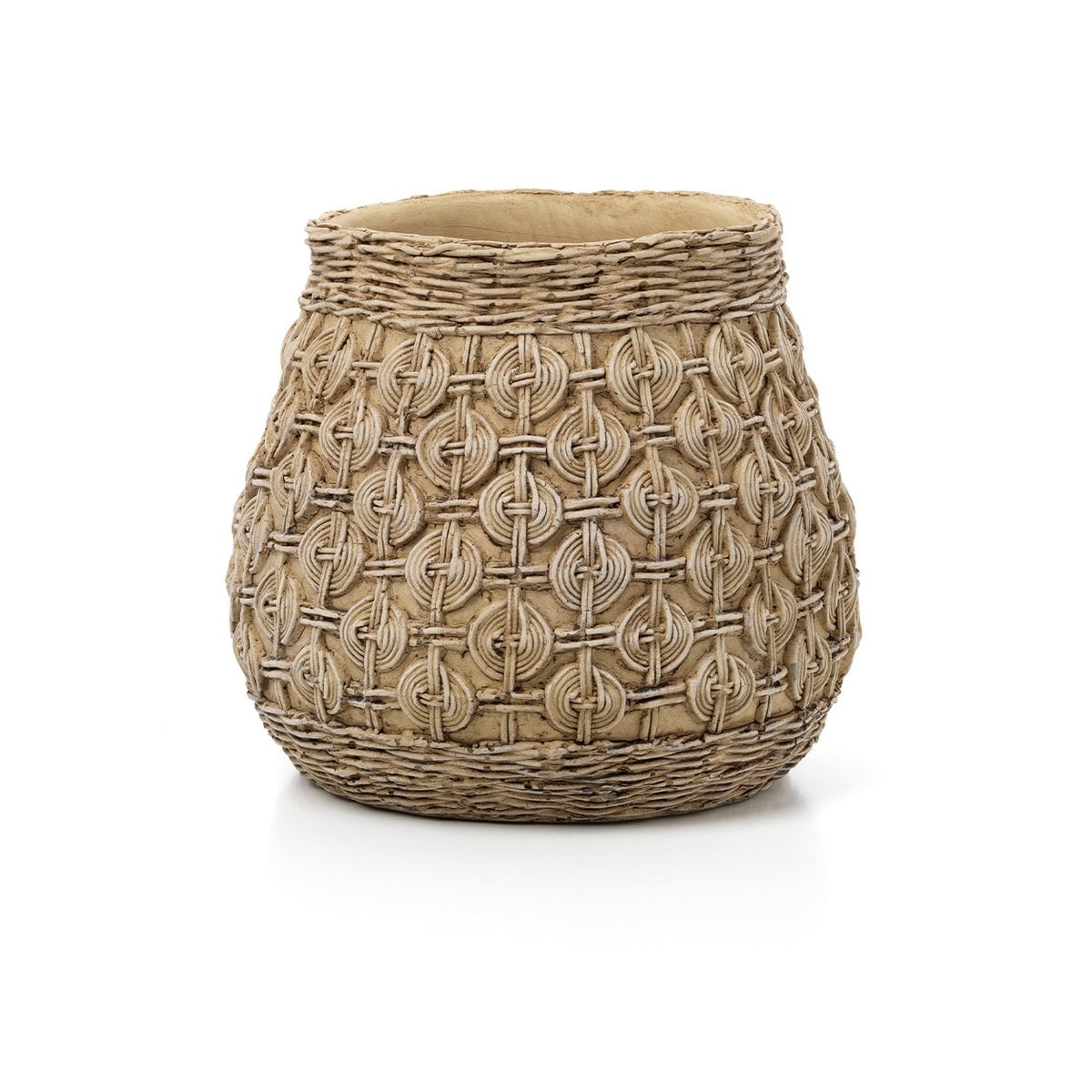 Großes Pflanzgefäß aus Beton mit Relief, 28,3 × 28,3 × 25 cm | VIA X SELECTION