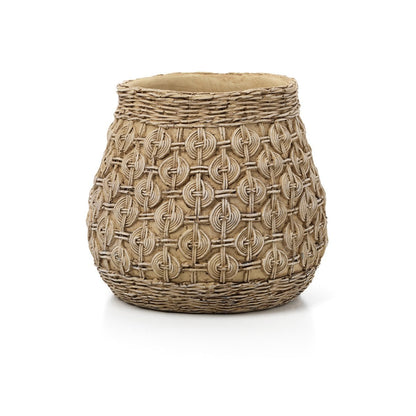 Großes Pflanzgefäß aus Beton mit Relief, 28,3 × 28,3 × 25 cm | VIA X SELECTION