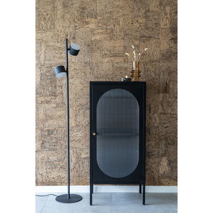 Vitrinenschrank schwarz mit Riffelglas, 50 × 35 × 110 cm | VIA X SELECTION