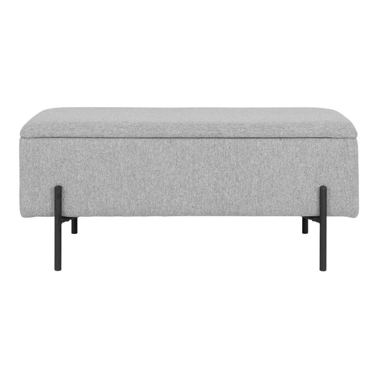 Sitzbank aus Stoff hellgrau 95 cm mit Stauraum | VIA X SELECTION