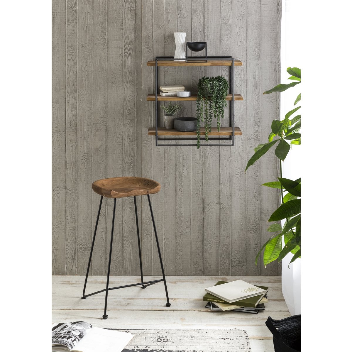 Barhocker aus Akazienholz und Metall | VIA X SELECTION