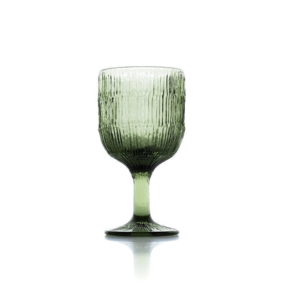 Weinglas aus grünem Rippglas 16 cm | VIA X SELECTION