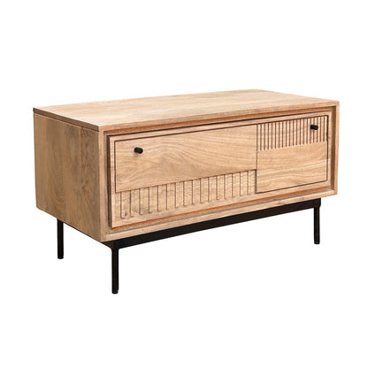 Schuhschrank aus Mangoholz mit Lamellenfront, 40 × 85 × 45 cm | VIA X SELECTION