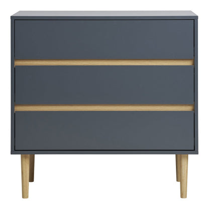 Sideboard dunkelgrau mit drei Schubladen, 80 × 40 × 80 cm | VIA X SELECTION