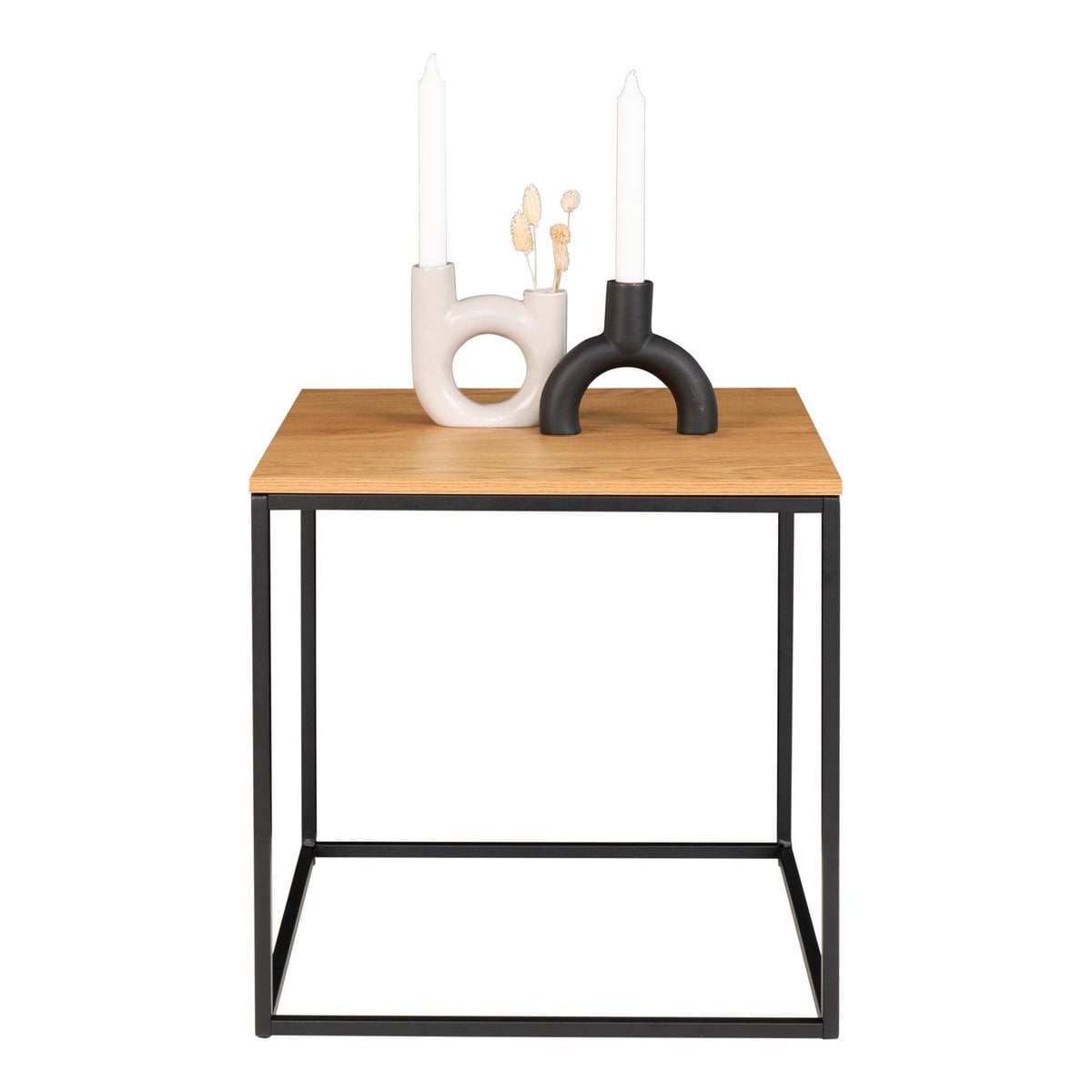 Beistelltisch in Eichenoptik und Schwarz, 45 × 45 × 45 cm | VIA X SELECTION