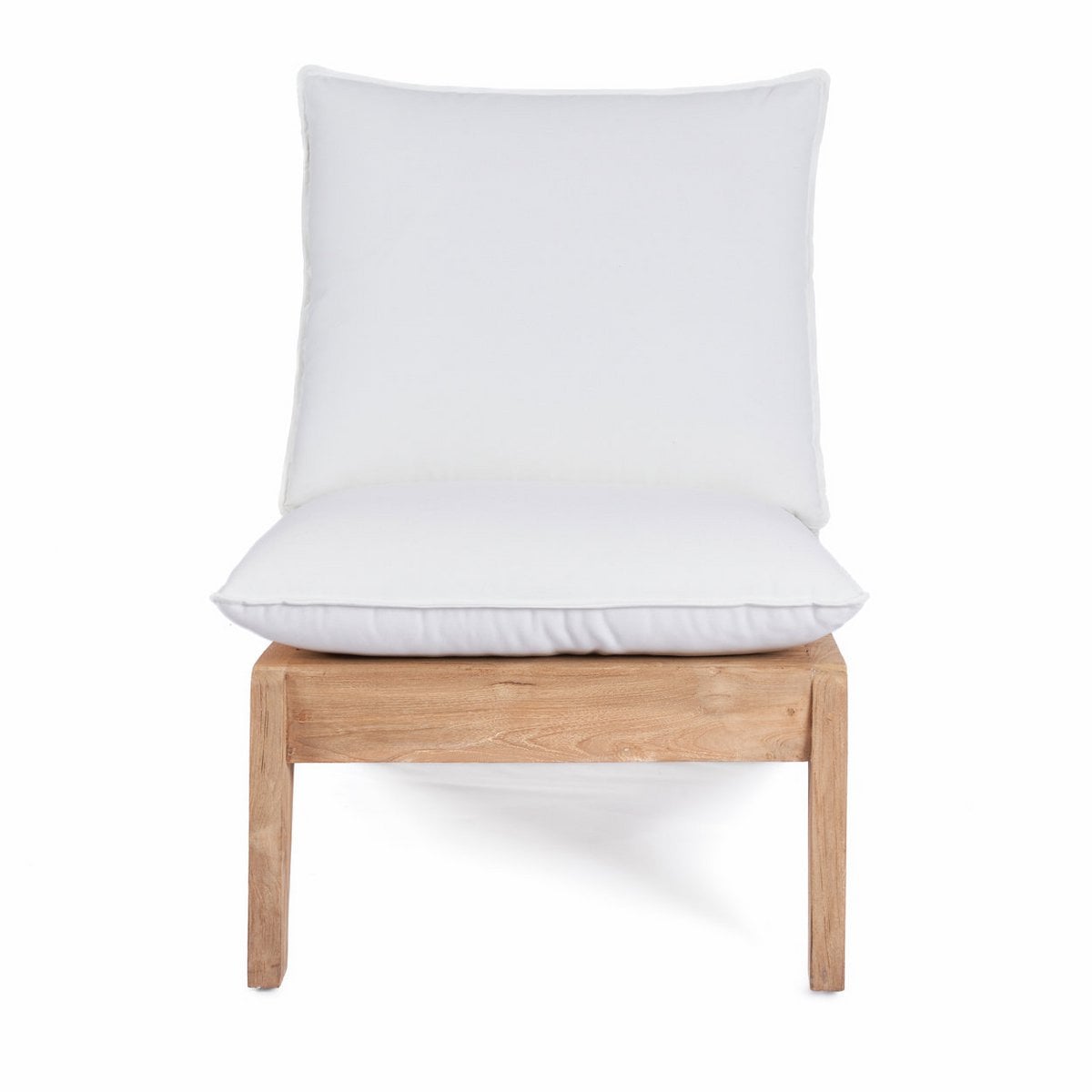 Loungesessel aus recyceltem Teakholz in Naturweiß mit geneigter Lehne | VIA X SELECTION