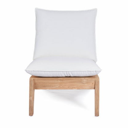 Loungesessel aus recyceltem Teakholz in Naturweiß mit geneigter Lehne | VIA X SELECTION