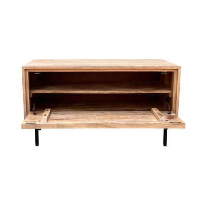Schuhschrank aus Mangoholz mit Lamellenfront, 40 × 85 × 45 cm | VIA X SELECTION