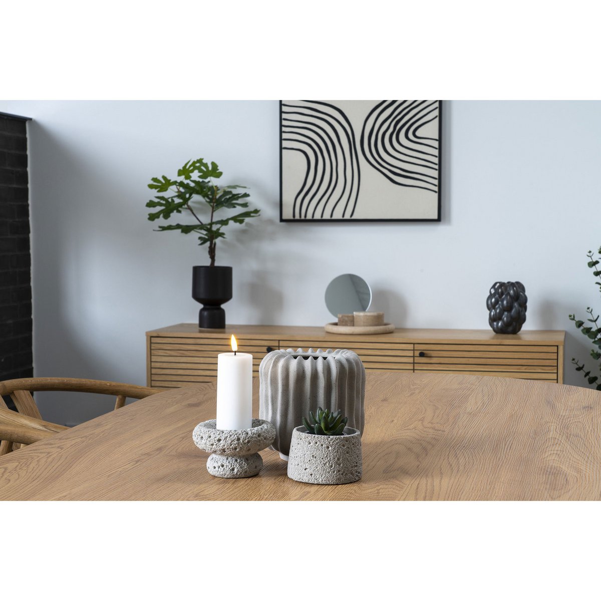 Blumentopf aus Keramik, Schwarz, 15 × 15 × 23,5 cm | VIA X SELECTION