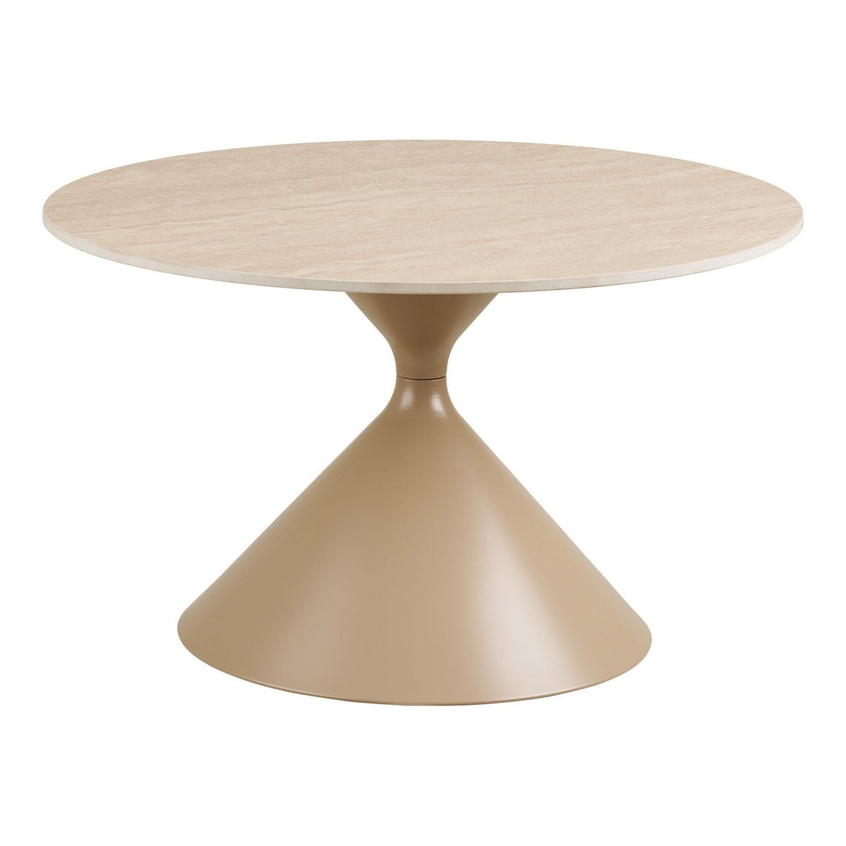 Runder Couchtisch aus Keramik in Travertinoptik, Ø, 70 × 41 cm | VIA X SELECTION