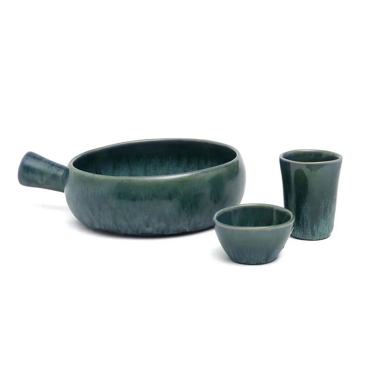 Servierform aus blauem Steinzeug mit Griff | VIA X SELECTION