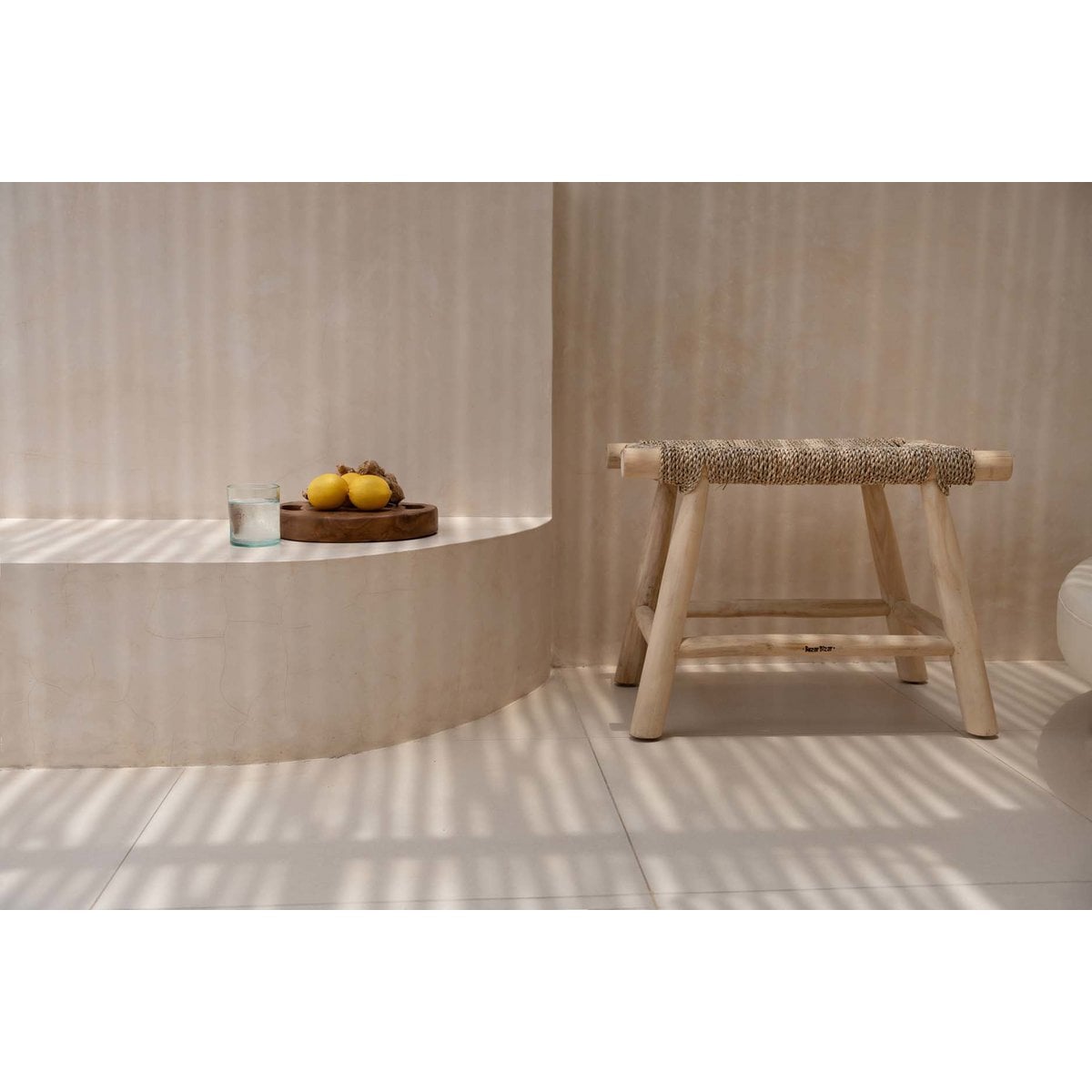Hocker aus Seegras natur mit rechteckiger Form | VIA X SELECTION