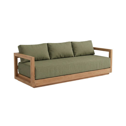 Outdoor-3-Sitzer aus recyceltem Teakholz mit Quick-Dry-Polstern in Algengrün | VIA X SELECTION