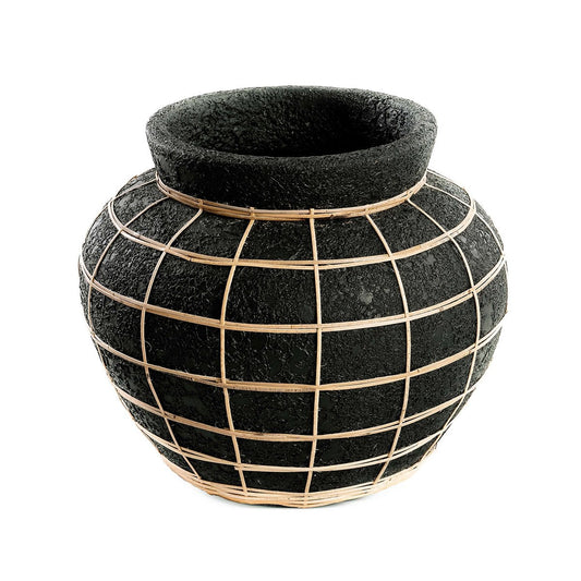 Große Terrakotta-Vase in Schwarz und in Natur | VIA X SELECTION