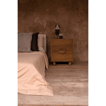 Nachttisch aus Teakholz mit zwei Schubladen, 50 × 40 × 58 cm | VIA X SELECTION