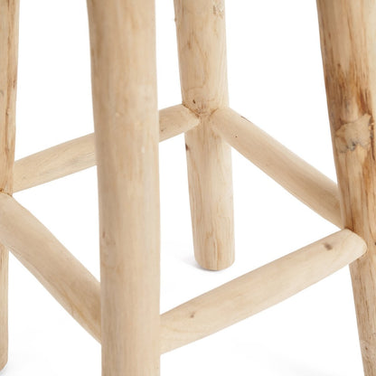 Barhocker aus Raffia und Teakholz in Natur | VIA X SELECTION