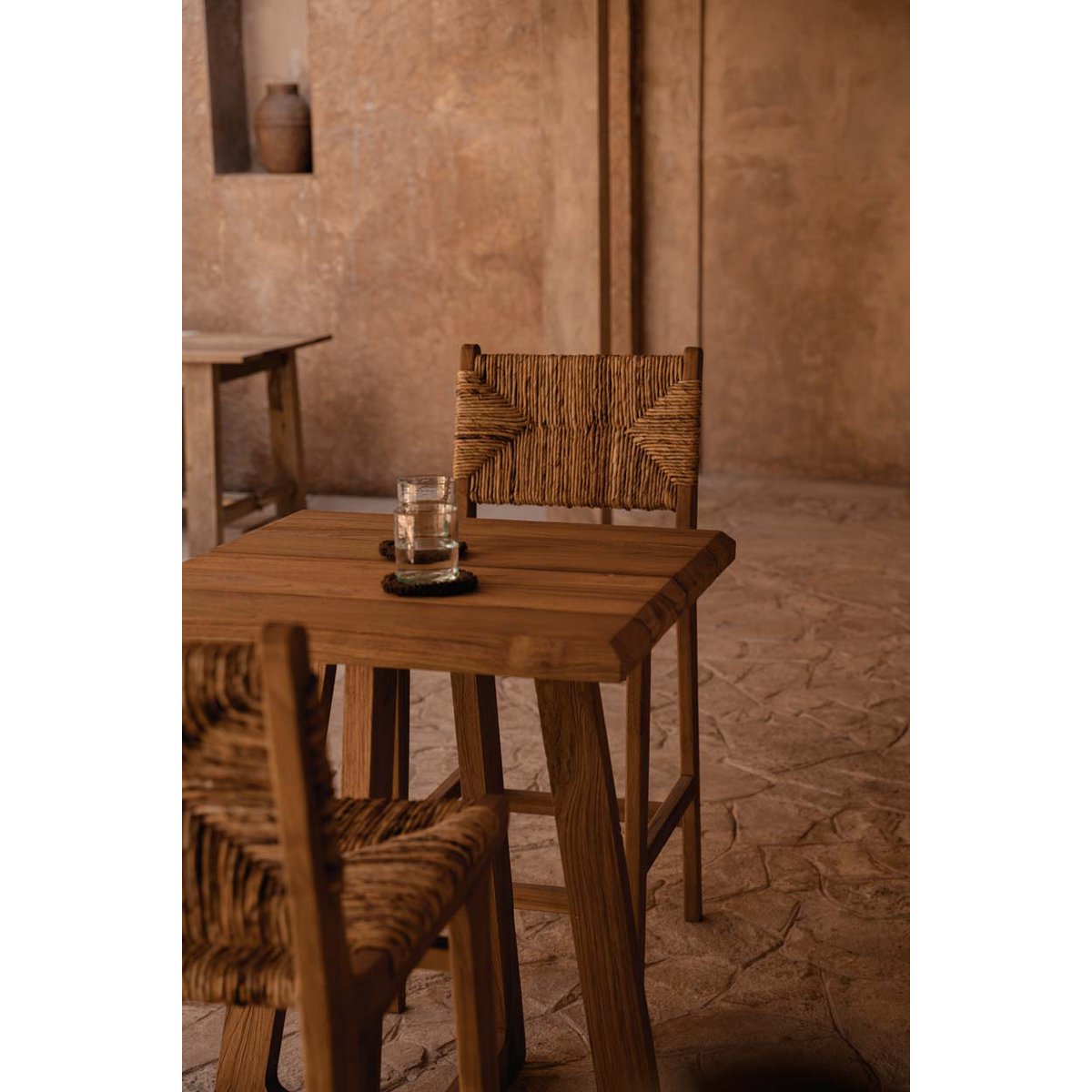 Bartisch recyceltes Teakholz quadratisch, 70 × 70 × 100 cm | VIA X SELECTION