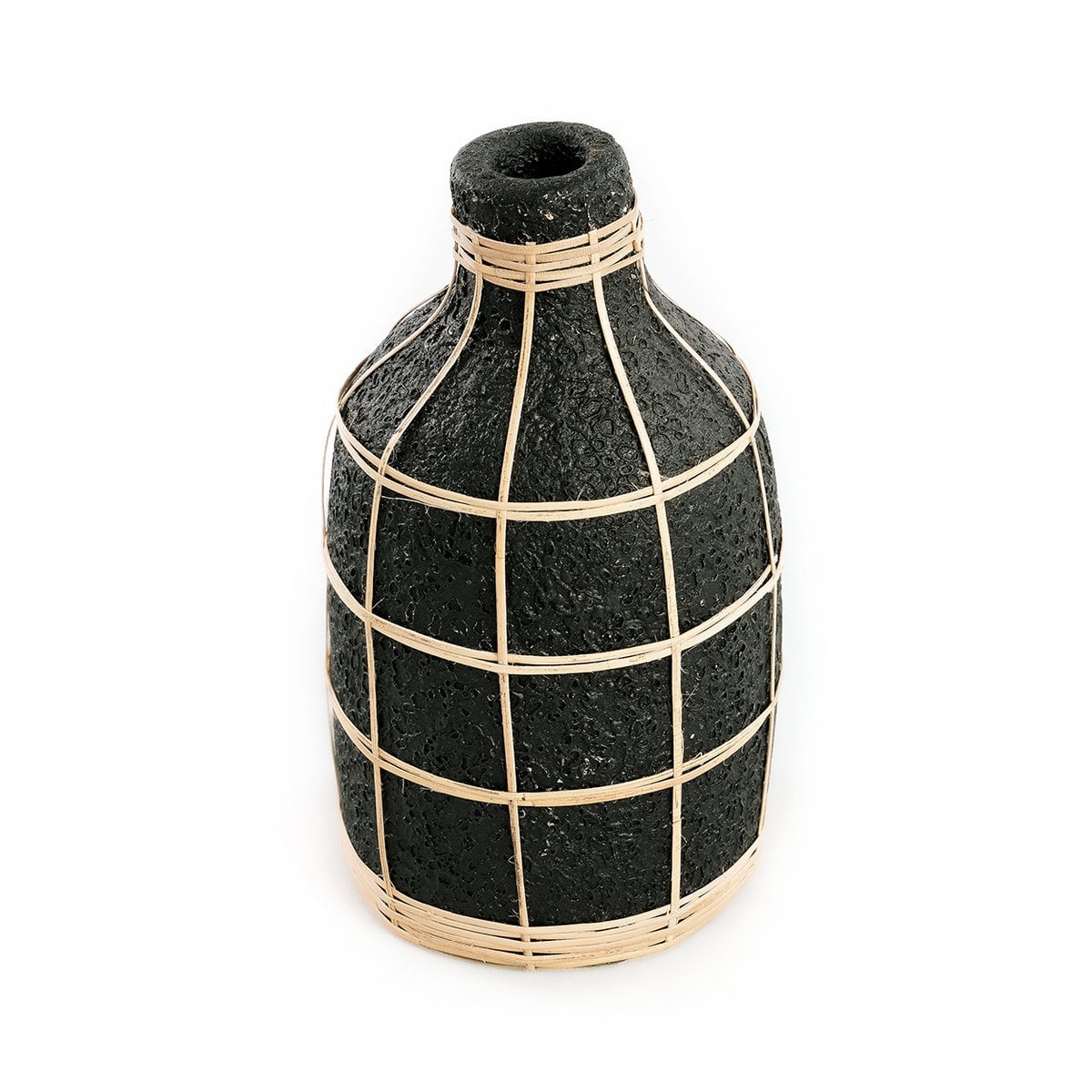 Große runde Terrakotta-Vase mit Rattan-Detail | VIA X SELECTION