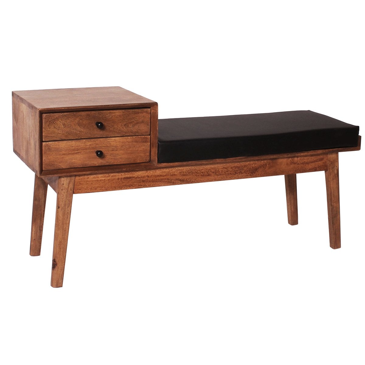 Sitzbank aus Mangoholz braun 120 cm mit Schublade | VIA X SELECTION
