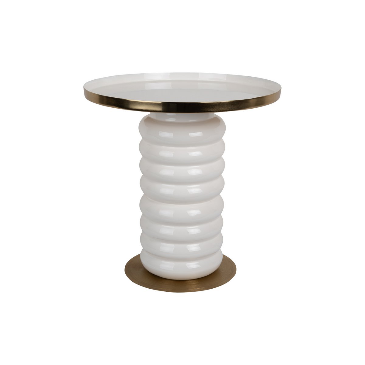 Metall-Beistelltisch glänzend cremeweiß, Ø, 41 × 41 cm | VIA X SELECTION