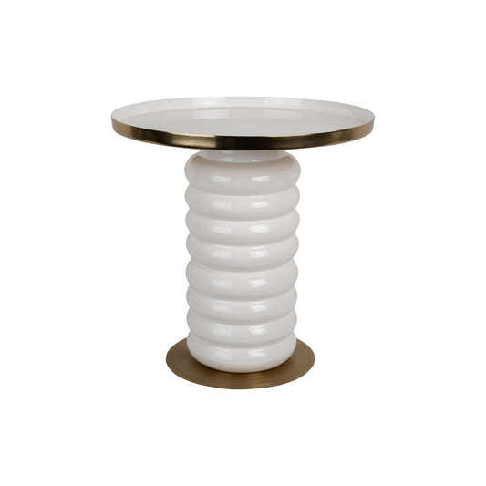 Metall-Beistelltisch glänzend cremeweiß, Ø, 41 × 41 cm | VIA X SELECTION