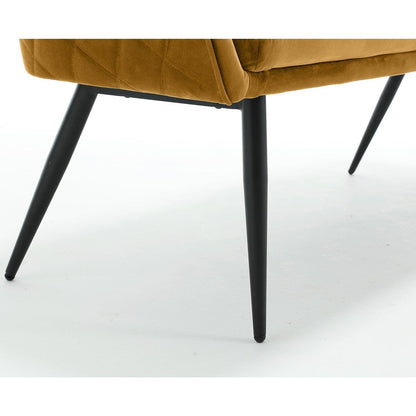 Sitzbank aus Samt senfgelb 160 cm mit Rautensteppung | VIA X SELECTION