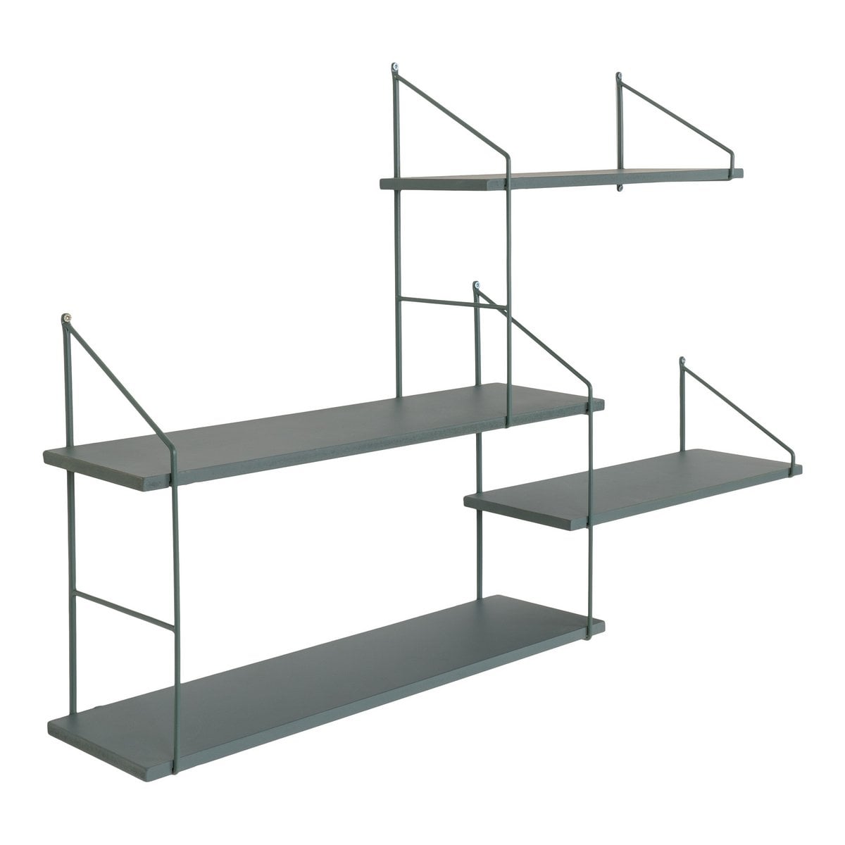 Wandregal mit 4 Ablagen grün 99 × 17,5 × 62 cm | VIA X SELECTION
