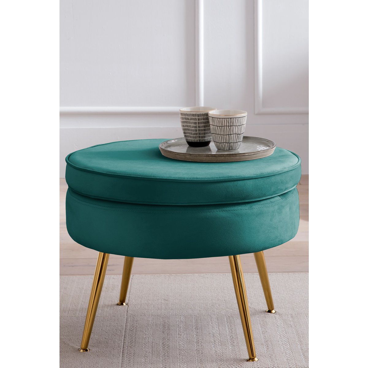 Runder Samt-Pouf Grün | VIA X SELECTION