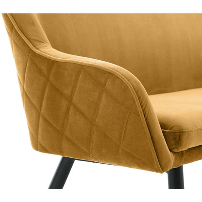 Sitzbank aus Samt senfgelb 160 cm mit Rautensteppung | VIA X SELECTION