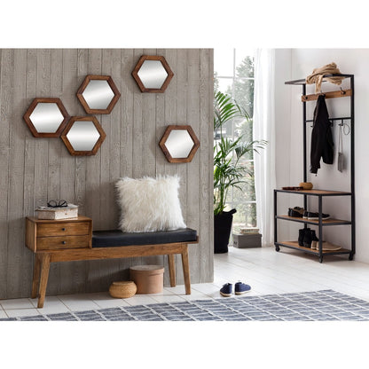 Sitzbank aus Mangoholz braun 120 cm mit Schublade | VIA X SELECTION