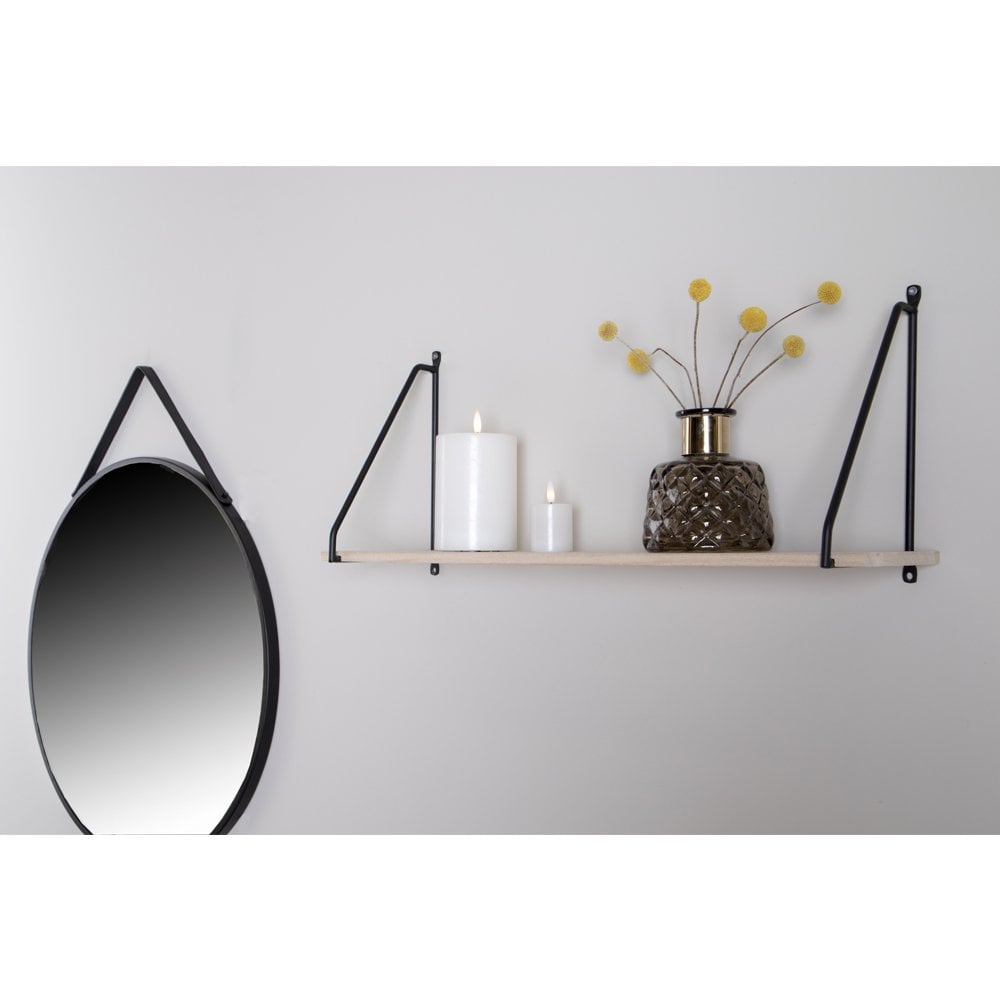 Regal aus schwarzem Stahl und Holz, 65 × 17 × 27 cm | VIA X SELECTION