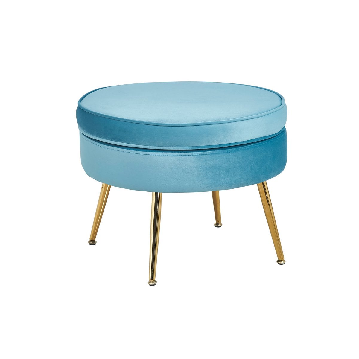 Runder Samt-Pouf in Blau | VIA X SELECTION
