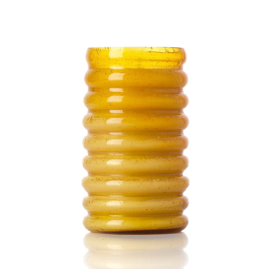 Kerzenglas aus honigfarbenem Rippglas hoch 12,5 cm | VIA X SELECTION