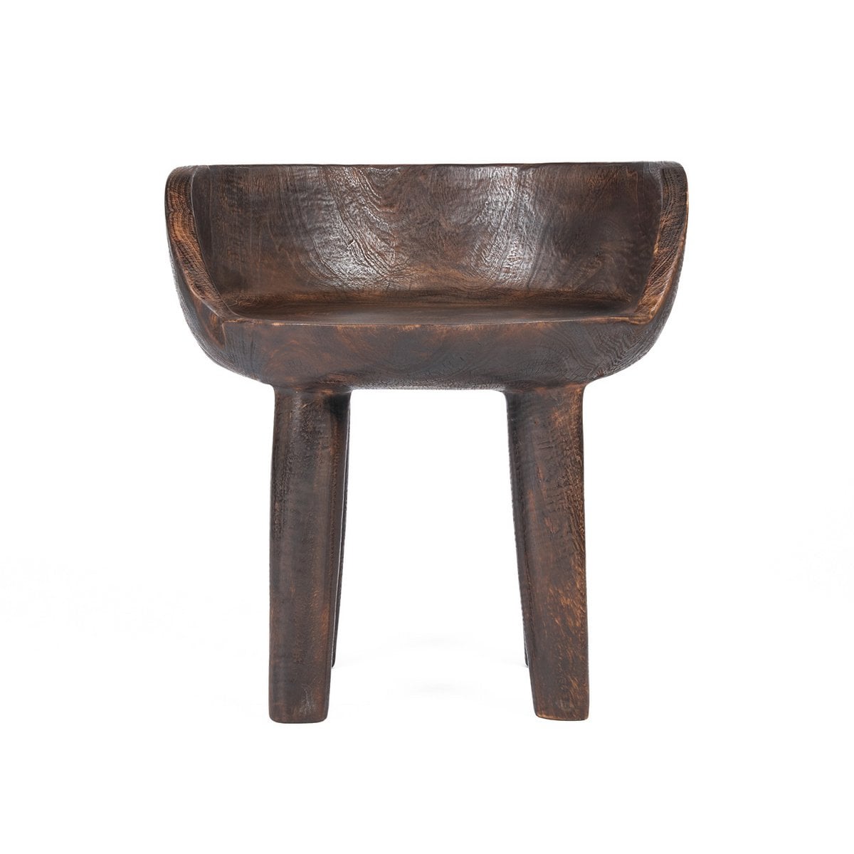 Niedriger Stuhl aus Holz dunkelbraun mit Schalenform | VIA X SELECTION