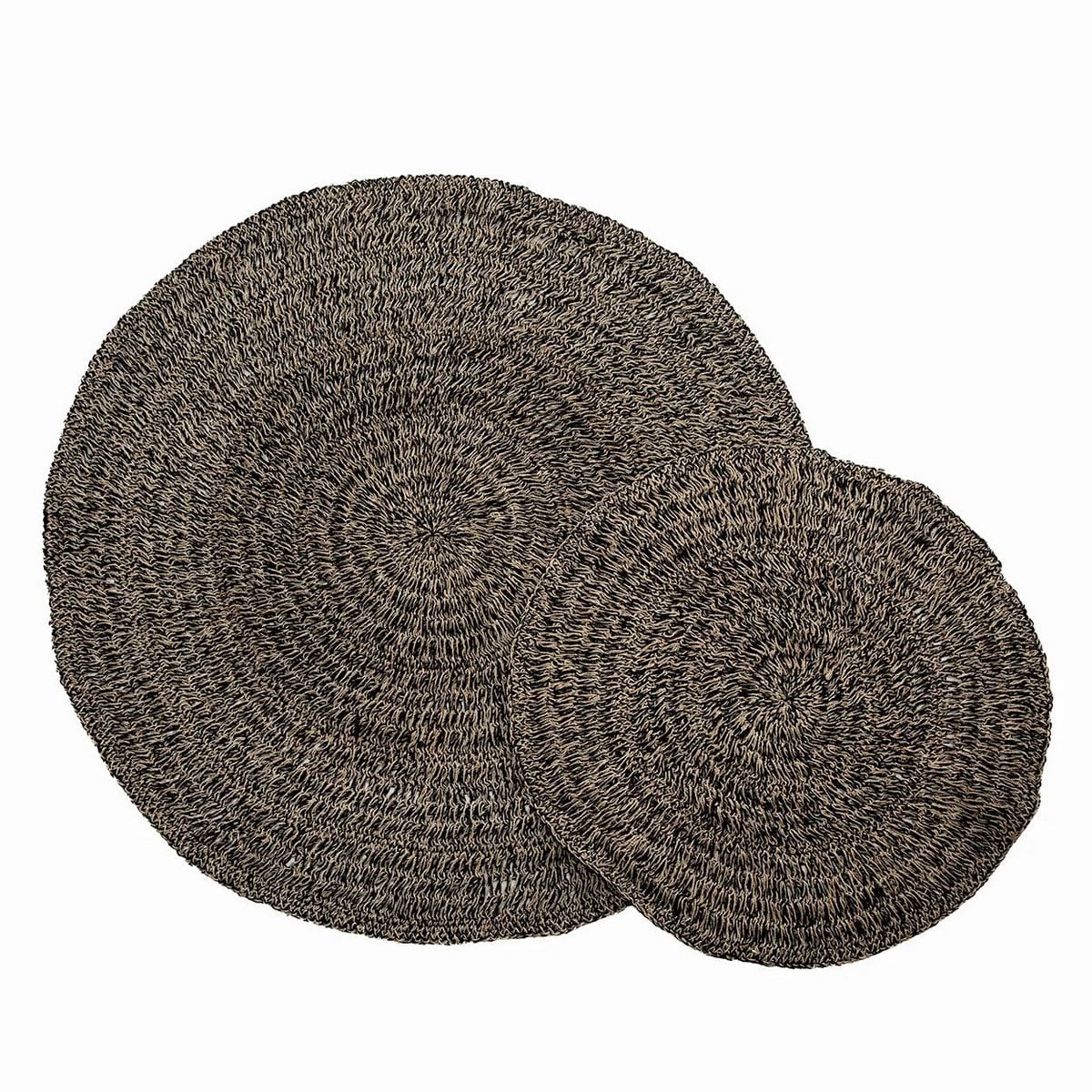 Runder Teppich aus Seegras natur-schwarz, Ø 100 cm | VIA X SELECTION