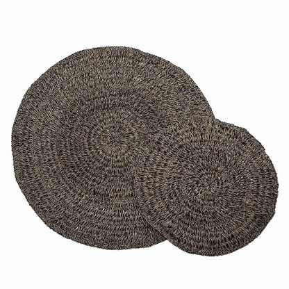 Runder Teppich aus Seegras natur-schwarz, Ø 100 cm | VIA X SELECTION