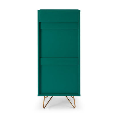 Hochkommode grün mit Spiegelklappe, 40 × 45 × 110 cm | VIA X SELECTION
