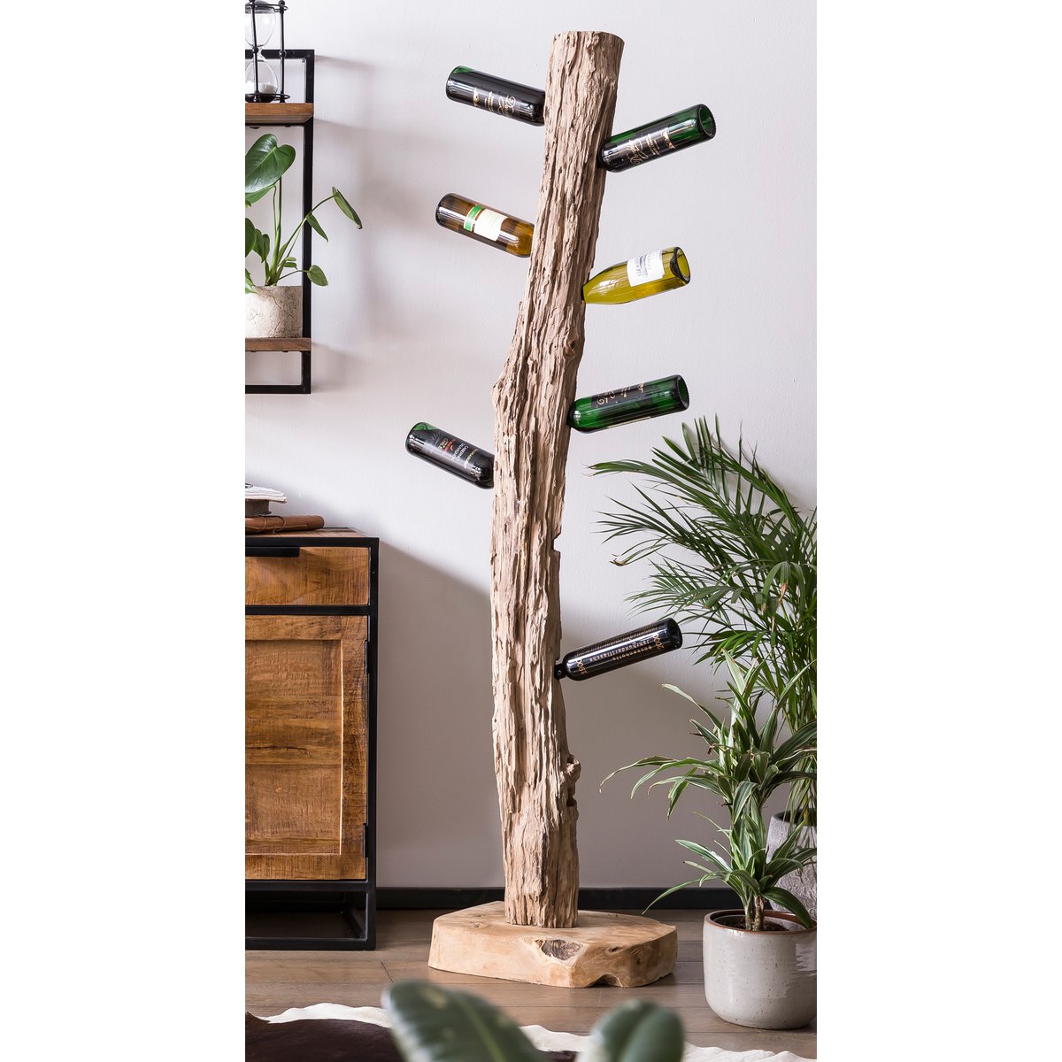 Weinregal aus recyceltem Teakholz für 13 Flaschen, 25 × 40 × 185 cm | VIA X SELECTION