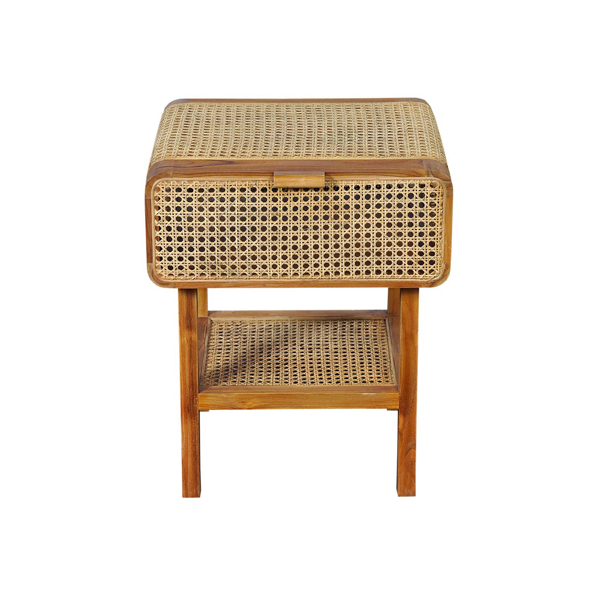 Nachttisch aus recyceltem Teak mit Wiener Geflecht, 45 × 48 × 60 cm | VIA X SELECTION