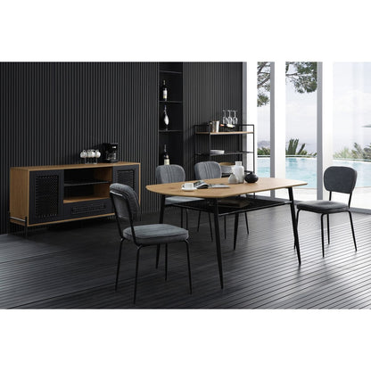 Bücherregal mit Polyrattan und naturfarbenen Ablagen, 34 × 110 × 129 cm | VIA X SELECTION