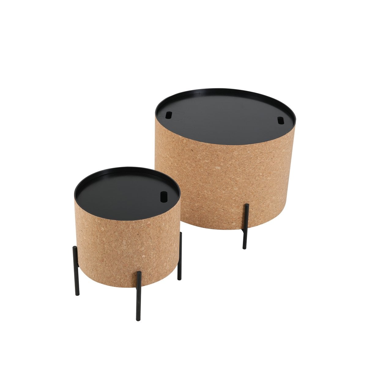 2er-Couchtisch-Set aus Kork und Metall 63 × 63 × 48,5 cm | VIA X SELECTION
