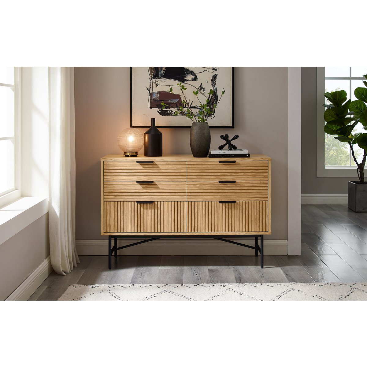 Breite Kommode mit Eichenfront, 40 × 120 × 80 cm | VIA X SELECTION