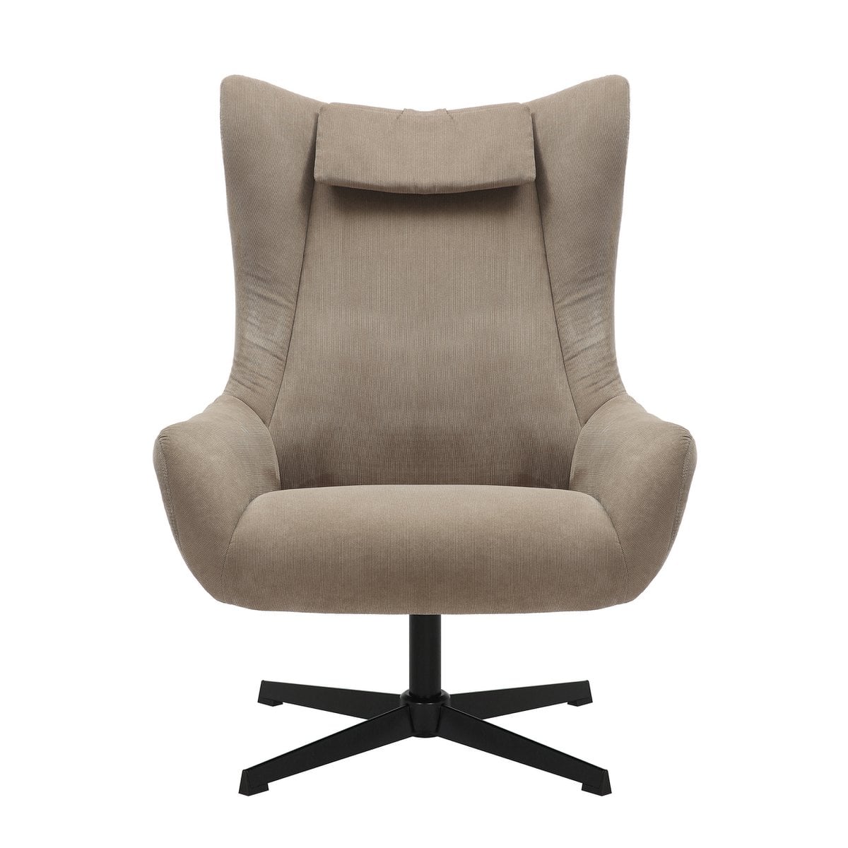 Drehsessel mit Hocker in Cord-Optik braun | VIA X SELECTION
