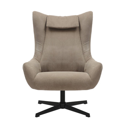 Drehsessel mit Hocker in Cord-Optik braun | VIA X SELECTION