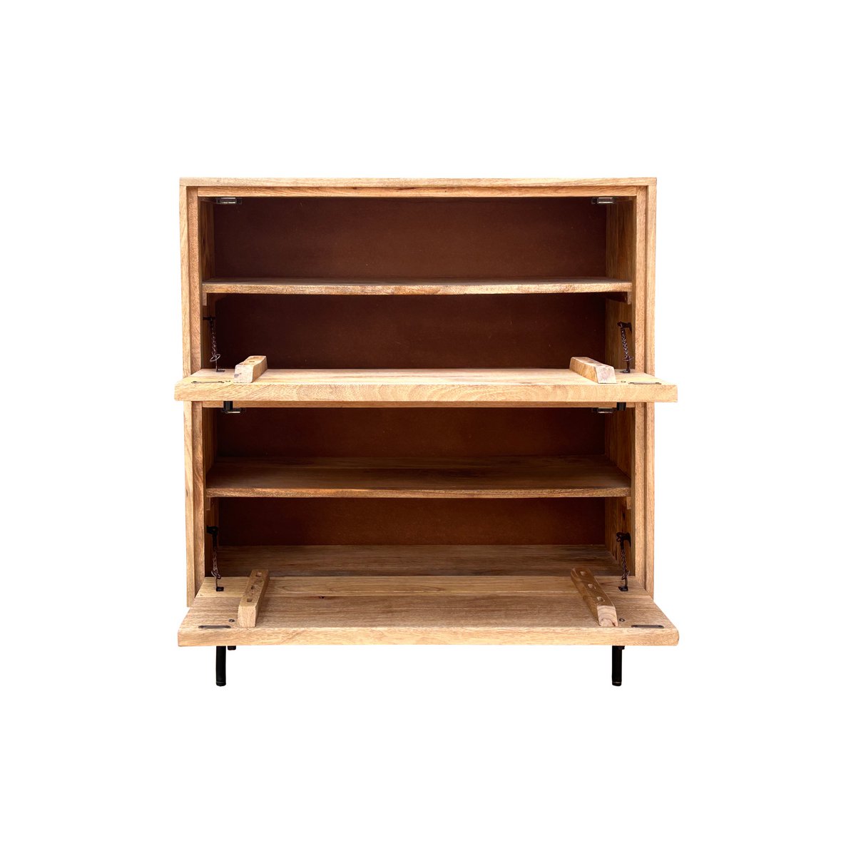 Schuhschrank aus Mangoholz mit Lamellenfront, 40 × 85 × 90 cm | VIA X SELECTION