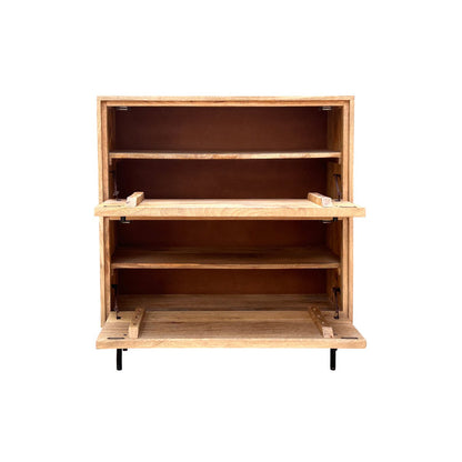 Schuhschrank aus Mangoholz mit Lamellenfront, 40 × 85 × 90 cm | VIA X SELECTION