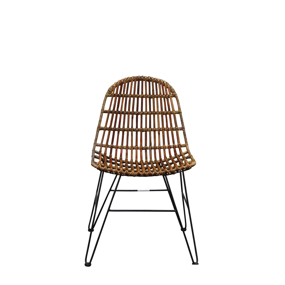 Esszimmerstuhl aus naturbelassenem Rattan mit schwarzem Metallgestell | VIA X SELECTION