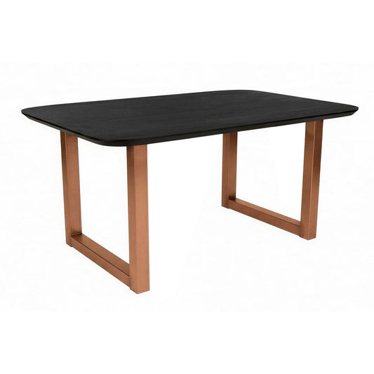 Esstisch Mangoholz schwarz Kufengestell antikbraun, 220 × 100 cm | VIA X SELECTION