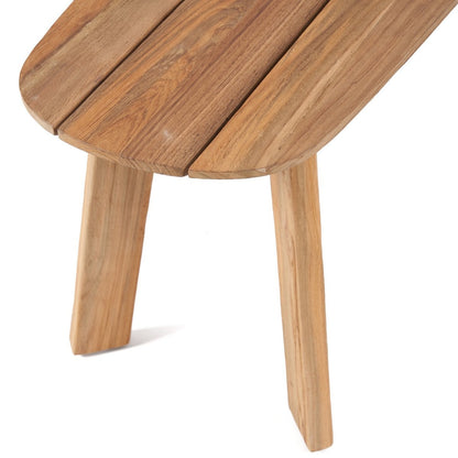 Outdoor-Sitzbank aus recyceltem Teakholz natur mit runder Form | VIA X SELECTION